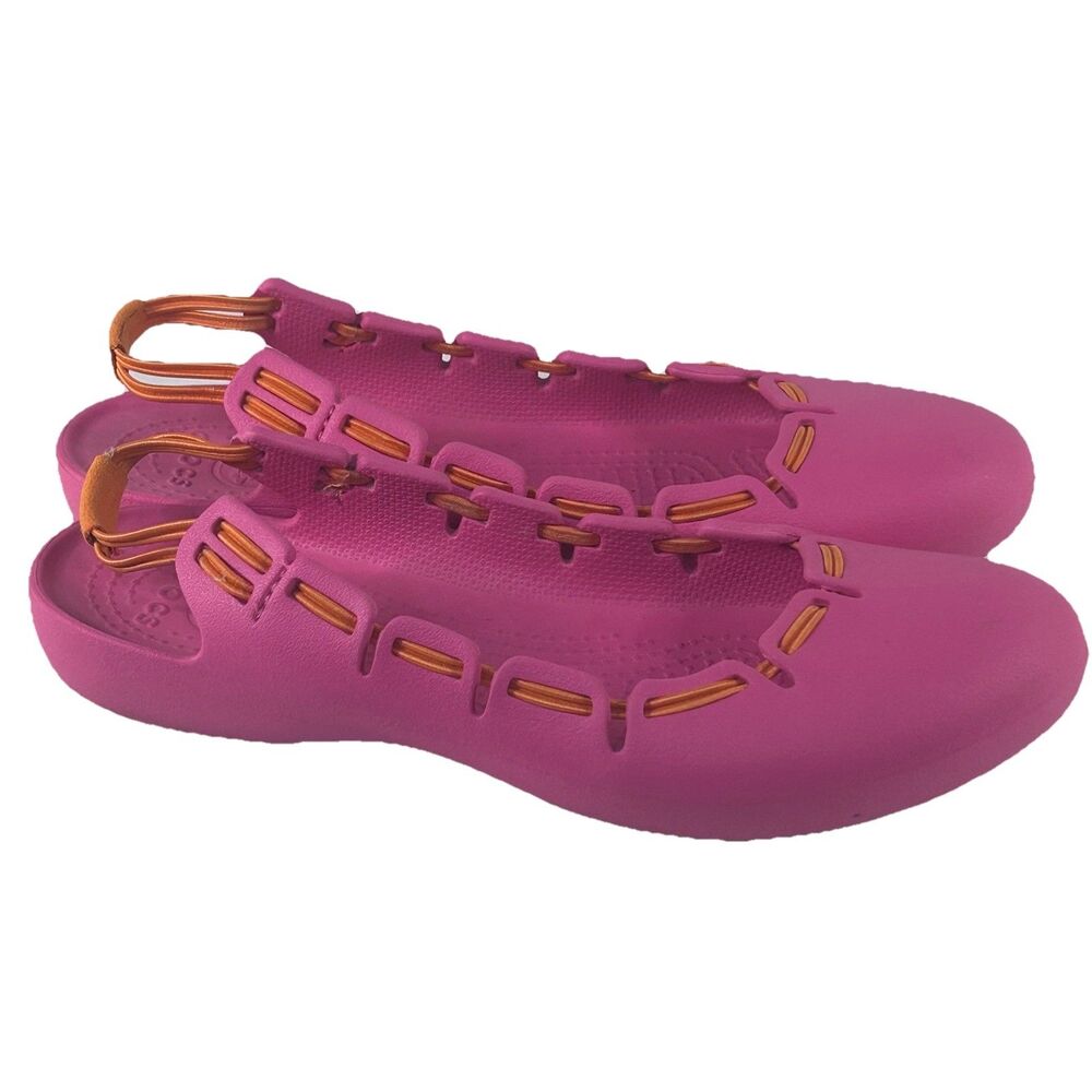 CROCS Springi Flats Ballet Slingback Orange/Pink Women's Size 10